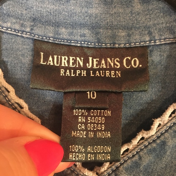 Lauren Ralph Lauren Jeans Co. Cotton Button Up Pin Tuck Long Sleeve Top Size 10 - Picture 13 of 15